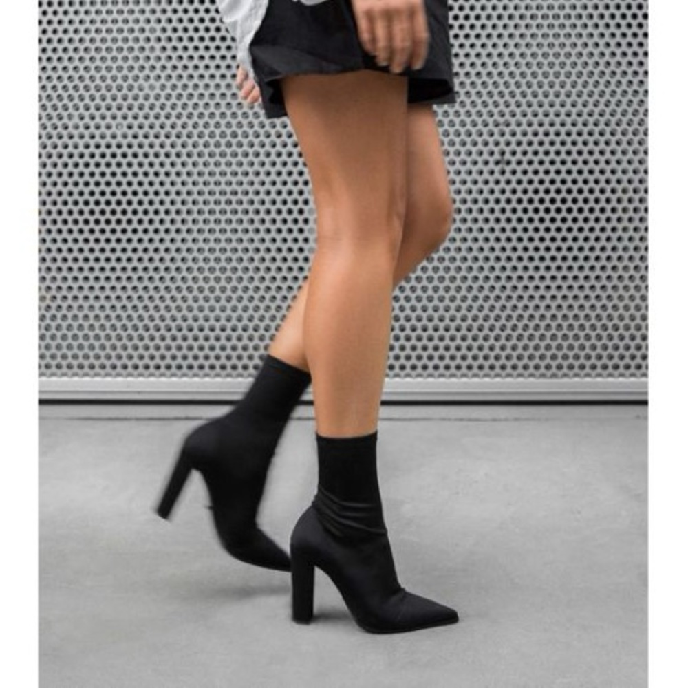 Tony Bianco Black Sock Heel Boots